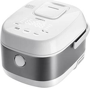 toshiba low carb digital programmable multi-functional rice cooker, slow cooker, steamer & warmer, 5.5 cups uncooked with fuzzy logic and one-touch cooking, 24 hour delay timer and auto keep warm fea