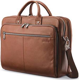 samsonite classic leather toploader briefcase, cognac, one size