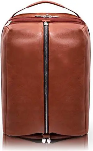 mckleinusa south shore pebble grain calfskin leather 17" carry-all laptop & tablet overnight backpack brown (18884) 12.5"x7"x18"