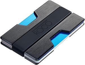 roco minimalist aluminum slim wallet rfid blocking money, black, size standard