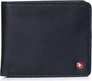 alpine swiss rfid mathias mens wallet deluxe capacity passcase bifold with divided bill section camden collection smooth finish black