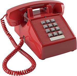 home intuition classic corded phone for hearing impaired telephone for seniors with extra loud ringer, red