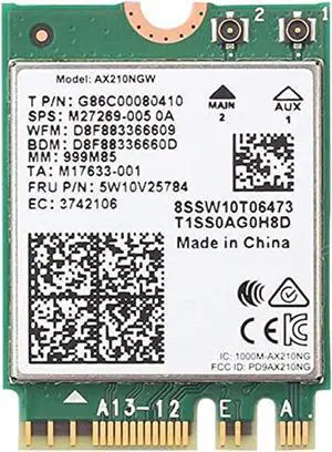 digiparts ax210ngw wifi card, wifi 6e ax210ngw m.2 2230 wireless wifi card bt5.2 802.11ax tri-band 160mhz 2x2 mu-mimo ax210 3000mbps ngff, support windows 10 64bit, m.2/ngff