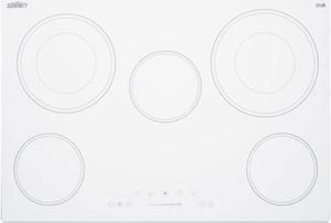 Summit Appliance CR5B30T8W 30" Wide 5-Burner Radiant Cooktop, White, Ceramic Glass Surface, Digital Touch Controls, 9 Power Levels, Programmable Timer, Residual Heat Indicator, 208-240v Operation