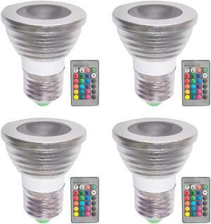 LED Light Bulb E27 3W RGB Spotlight with IR Remote Control 4pack