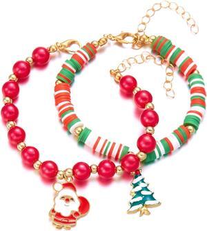 Christmas bracelet set beaded alphabet soft ceramic santa claus snowflake elk elastic bracelet gift