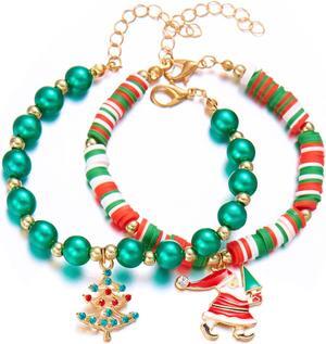 Christmas bracelet set beaded alphabet soft ceramic santa claus snowflake elk elastic bracelet gift for women