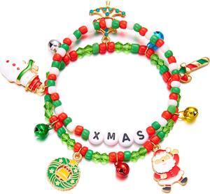 Christmas bracelet set beaded alphabet soft ceramic santa claus snowflake elk elastic bracelet gift for women