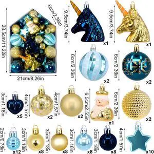 Newest Christmas Tree Ornament, 72pcs Christmas Tree Decoration Set Red Green Gold Christmas Ball Shatterproof Hanging Tree Ornament Assortment Set