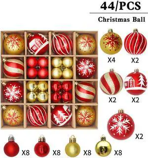 Christmas Tree Ornaments, 3cm/6cm Christmas Ball Ornaments Set Shatterproof Christmas Tree Decorations for Xmas 42pcs