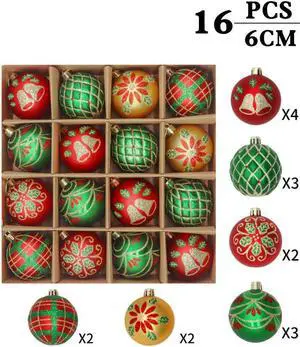 Christmas Tree Ornaments, 6cm Christmas Ball Ornaments Set Shatterproof Christmas Tree Decorations for Xmas 16pcs