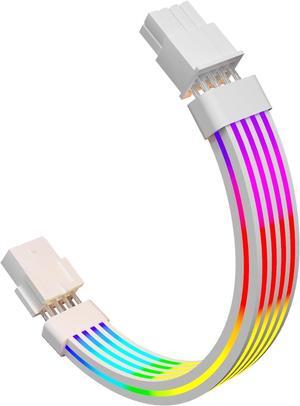 8 Pin RGB GPU Cable,RGB PSU Cables Extension - Addressable 5V3Pin ARGB PC Case Decor for RTX 3060 4060 4070 Radeon RX 6600 580 Graphics Card Power Supply White
