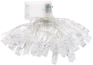 30LED Photo Clip Copper String Lights Starry Fairy Warm Yellow Lights Battery Powered for Hang Pictures Cards Bedroom Wall Decorations Christmas Patio Halloween Thanksgiving WeddingParty Decor