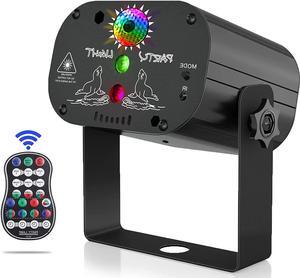 Wireless Party Lights, Dj Disco Lights with 4000 mAh Built-in Battery,LED Projector Stage Strobe Light by Sound Activated Remote Control for Parties Christmas Halloween Weddings Lighting (Black)
