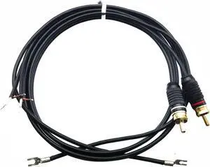 Turntable Cable RCA to Bare End with Ground Lugs