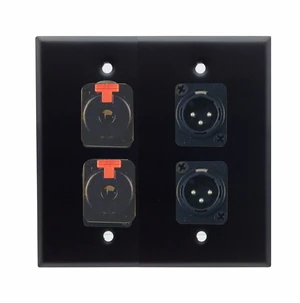 Dual Gang Stainless Steel Wall Plates with Two XLR Male/Two TRS Female Dual Gang Stainless Steel Wall Plates with Two XLR Male/Two TRS Female