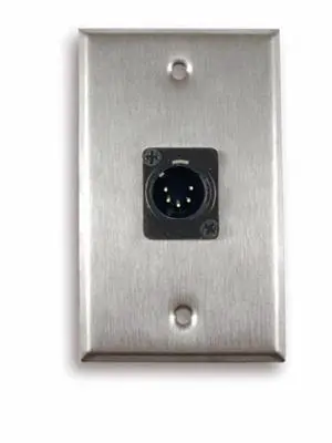 Single Gang Stainless Steel Wall Plate with 3 pin XLR Male Single Gang Stainless Steel Wall Plate with 3 pin XLR Male