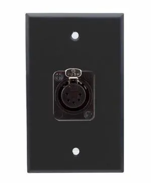 Single Gang Stainless Steel Wall Plate with 5 pin XLR Female Single Gang Stainless Steel Wall Plate with 5 pin XLR Female