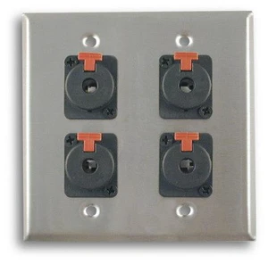 Dual Gang Stainless Steel Wall Plates with Four TRS Female Dual Gang Stainless Steel Wall Plates with Four TRS Female