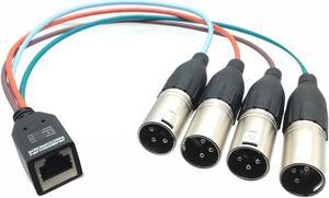 RJ45 Female to 4 each Balanced XLR Male Breakout Adapter -  Run 4 Balanced audio signals on RJ45 Cat 6 Cable