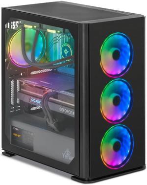 YEYIAN YARI Gaming PC Desktop AMD Ryzen 7 7700X, RTX 4070, 1TB NVMe SSD, 16GB DDR5 5600, 650W Gold PSU, 240mm AIO, AC Wi-Fi, Window 11 64bit- YPA-YA770XB-4701U