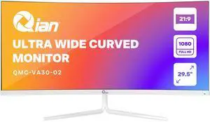 Qian 30" Curved Monitor. Ultra Wide, WFHD(2560x1080P), 200Hz, VA, Anti-Glare Screen, VA, 95% sRGB, Freesync, HDMI DP Display. Model QMC-VA30-02