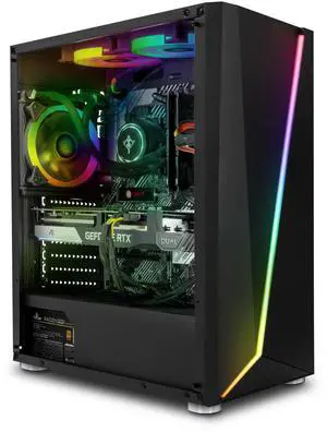 YEYIAN Gaming PC. Intel Core i5 12600F, Nvidia GeForce RTX 3060 Ti, 120mm AIO Liquid Cooler, 1TB NVMe SSD, 16GB DDR4, 650W 80+ GOLD, Windows 11 Home. Model YPI-KU26KFB-36T1U