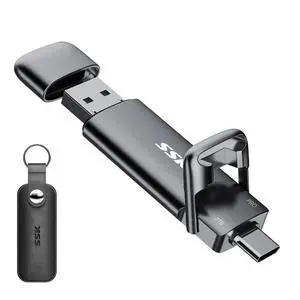 SSK 2TB SSD USB C Stick up to 1000MB/s,Fast External SSD Dual Drive Type-C + USB A 3.2 Gen 2 Solid State Thumb Drive,USB Memory Stick for iPhone 15/PS4/Android Phone/Tablet/Windows/Mac