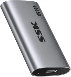 SSK 128GB SSD External Hard Drive, Portable SSD Up to 550MB/s Fast Solid State Drives, External Drive USB 3.2 Gen2 for iPhone 15/Pro, Windows, Mac, Android with LED Light, Trim, Smart Supported