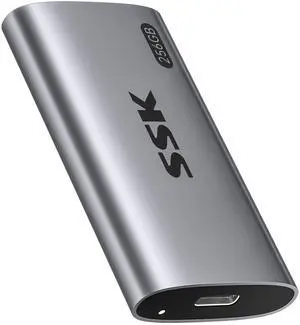 SSK 256GB SSD External Hard Drive, Portable SSD Up to 550MB/s Fast Solid State Drives, External Drive USB 3.2 Gen2 for iPhone 15/Pro, Windows, Mac, Android with LED Light, Trim, Smart Supported