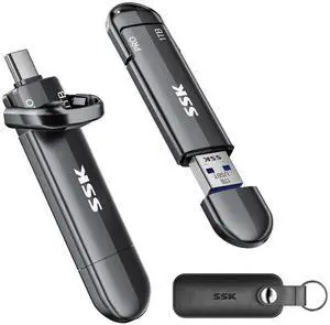 SSK 1TB External SSD up to 1000MB/s, USB 3.2 Gen 2 Dual Flash Drive, Portable Solid State Drive with Type-C & USB-A Memory Stick for iPhone 15/16/17 Series, Android, Windows, Mac