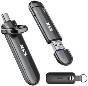 SSK 512GB External SSD up to 1000MB/s, USB 3.2 Gen 2 Dual Flash Drive, Portable Solid State Drive with Type-C & USB-A Memory Stick for iPhone 15/16/17 Series, Android, Windows, Mac