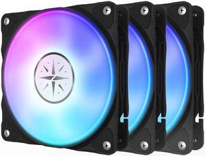 Zeaginal ZC-12025 ARGB Tears of the Moon God*3 LED 120mm Case Fan,Quiet Edition High Airflow Color LED Case Fan for PC Cases, CPU Coolers,Radiators SystemComputer Case Cooling Fan Black 3 Packs