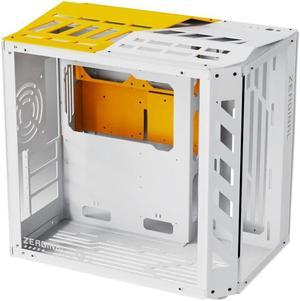 YESTON* Zeaginal ZC-15 G White&Yellow Tempered Glass Mini Computer Case Support 360mm+240mm Radiator Support ATX/M-ATX/ ITX Motherboard USB3.0 -White&Yellow Version Aluminum PC Case
