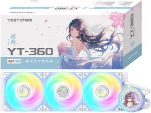 Yeston New Sakura 360 integrated CPU supports Intel / AMD platform PWM temperature control fan water cooling radiator ARGB synchronous fan Yeston New Sakura 360 integrated CPU supports Intel / AMD platform PWM temperature control fan water cooling radiator ARGB synchronous fan