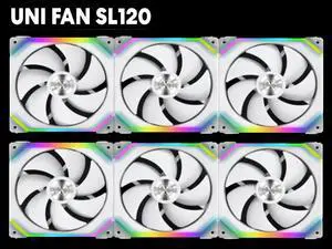 Case Fan SL120 6 Pack White-with Controller and Extension (ARGB 120mm LED PWM Daisy-Chain) UF-SL120-6W PC Cooling Computer ARGB Case Fans Heatsink Cooler