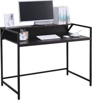 Computer Desk 43.5" with Storage Shelf Study Writing Desk with Monitor Stand Home Office Desk Stable Metal Frame Workstation Black
