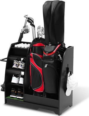 LUGANG Land Port Xu Golf Bag Organizer, Premium Wooden Golf Storage Rack, Stylish Golf Bag Storage Rack, Golf Equipment Organizer for Garage, Indoor Spaces and More