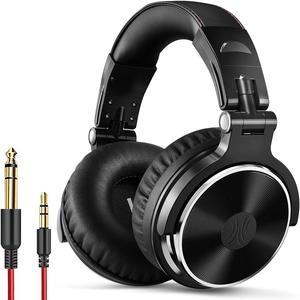 Oneodio Studio Monitor Professional DJ Headphones Foldable Wired Bass Stereo Headsets & Microphones Dual-duty Cable 6.3mm and 3.5 mm Black