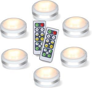 Puck Lights Battery Operated Light with Remote Control Led Under Cabinet Lighting Wireless Dimmable Closet Lights(Natural White 6PK)