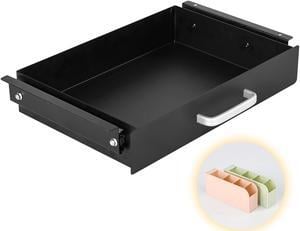 Under Desk Pull-Out Drawer - Storage Organizer Office Mounted, Easy Slide-Out Pencil Drawer for Saving Space, Under Flat-Top Desk Storage Ideal for Sit-Stand Workstation