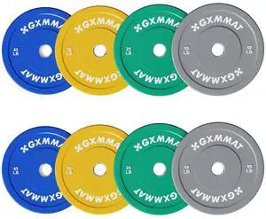 2-Inch Olympic Full Rubber Weight Plates|10/25/35/45LB High-Bounce barbell weight set(8 packs 230LBS) With Steel Insert|fit for Strength Training Weightlifting&Crossfit|Home Gym Compatible|Color Coded