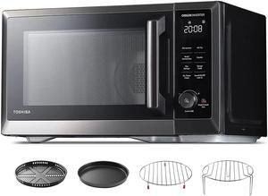 Toshiba 7-in-1 Countertop Microwave Oven with Air Fryer, Inverter Technology, Convection/Broil, Speedy Combi, Even Defrost, Humidity Sensor, 1.0 cu.ft, 1000W, Black, 47 Receipes with Air Fryer Basket