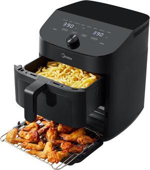 Midea  Dual Air Fryer 11 Quart  with 2 Independent Frying Baskets Large Capacity Clear Windows, Smart Sync Finish, 3 Heating Tubes, Wi-Fi Connectivity & 50+ App Recipes