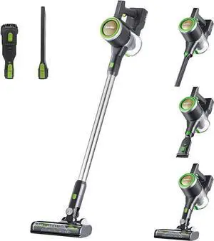Eureka Lightweight Cordless Stick Vacuum Cleaner Convenient for Hard Floors, Rechargeable Handheld Cleaner, RapidClean Ultra NEC370GR, Moss Green, LED Headlights