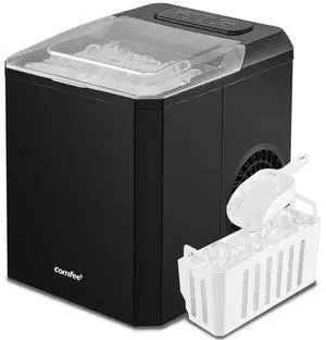 Comfee' Countertop Ice Maker, Compact Portable Self-Cleaning Ice Machine, 2 Sizes of Bullet Ice, 22lbs in 24Hrs, 9 Ice Cubes in 8 Mins, with Ice Scoop, Basket