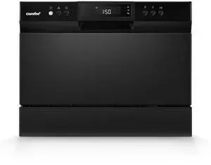 COMFEE' Countertop Dishwasher, Energy Star Portable Dishwasher, 6 Place Settings & 8 Washing Programs, Speed, Baby-Care, ECO& Glass, Dish Washer for Dorm, RV& Apartment, Black