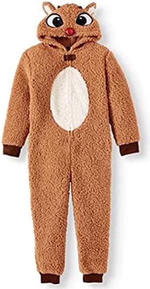 Rudolph Matching Family Christmas Pajamas Unisex Kids Rudolph Hooded Union Suit XSmall Green