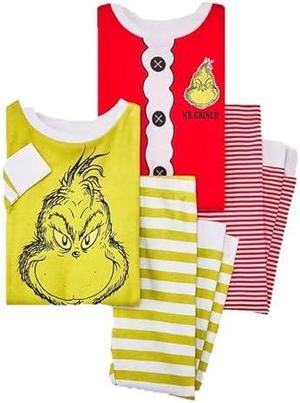 The Grinch who Stole Christmas 4Pc Snug Fit Striped Pajamas  Toddler and Infant  12M