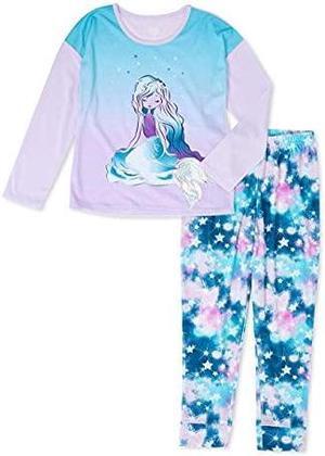 Big Girls Wonder Nation Mermaid & Unicorns Under the Sea 2 Pc Pajama Set, X-Large Blue